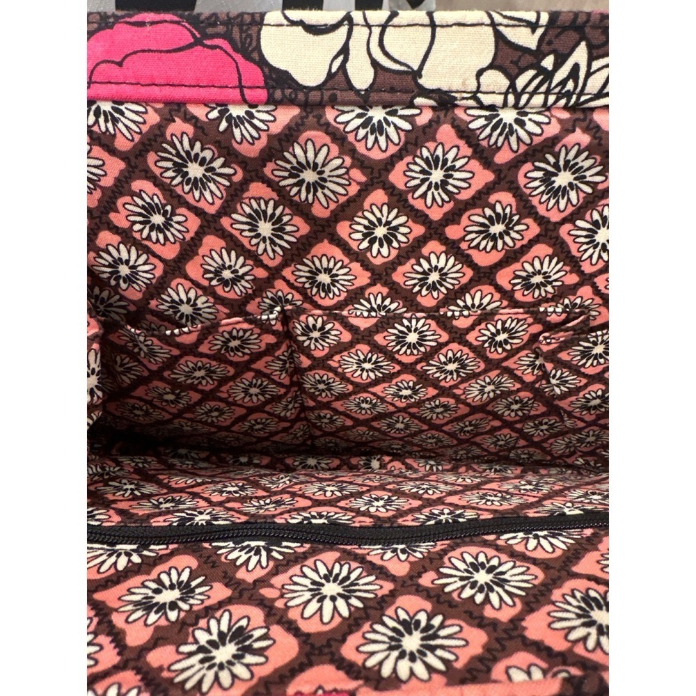 Vera Bradley Quilted Floral  Mocha Rouge Shoulder Bag Pink Brown Cream purse - Picture 7 of 9